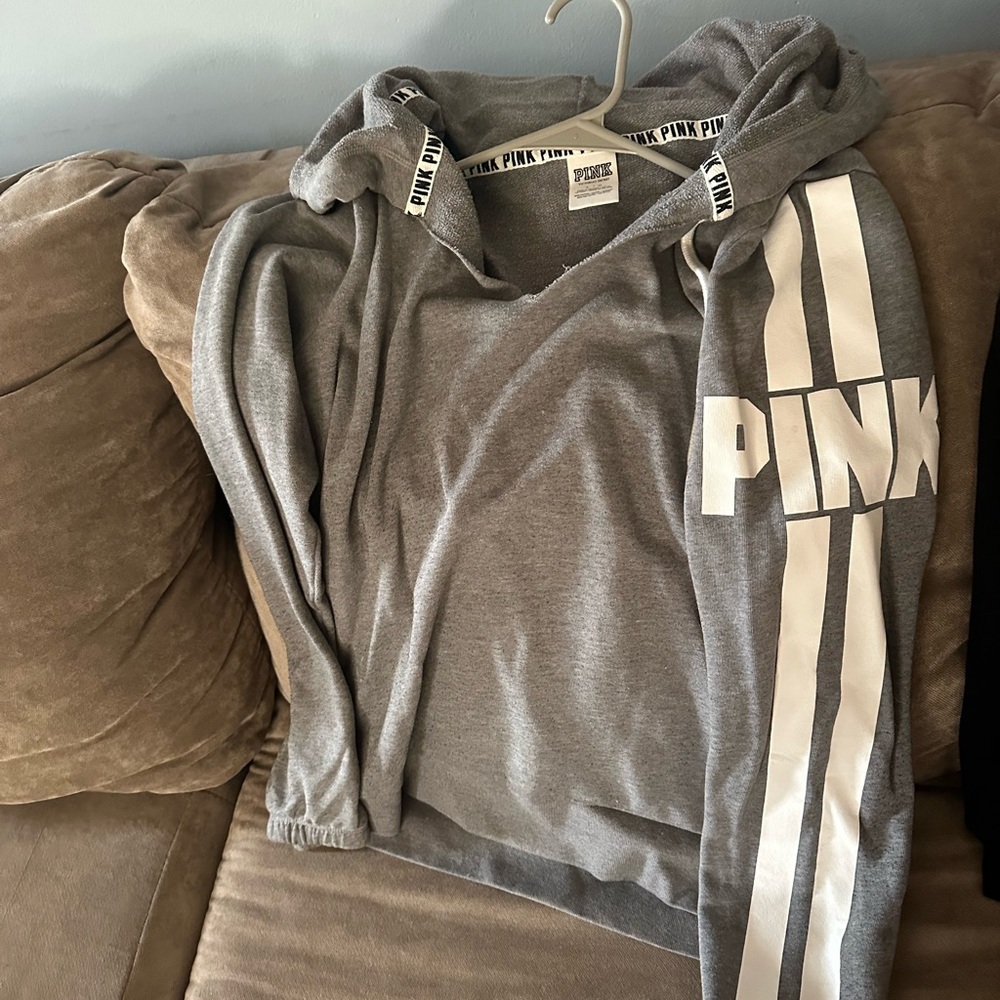 Victoria's Secret Gray Hoodie with White PINK Logo